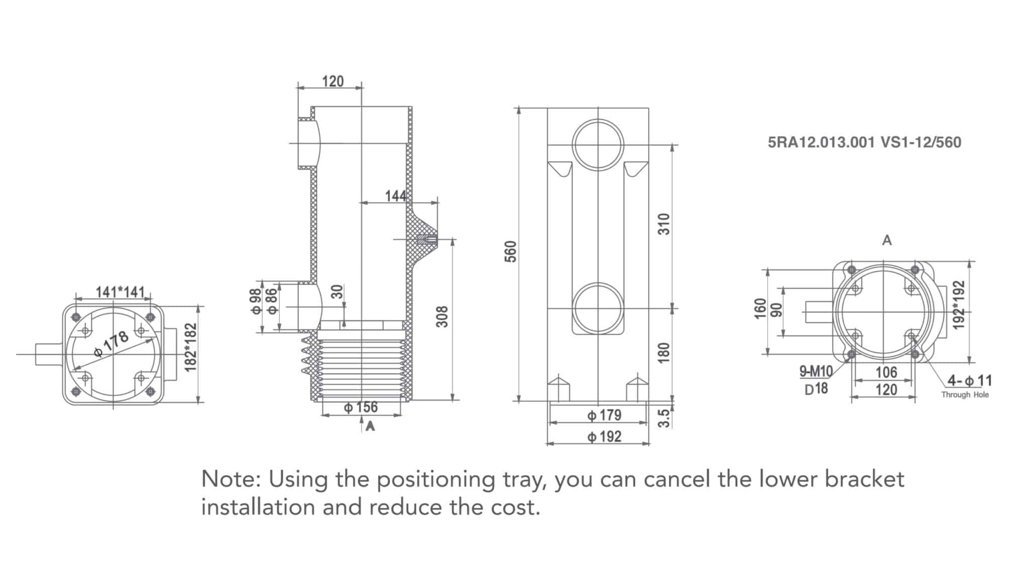 5RA12.013.001 VS1-12-560 Cilindro isolatore