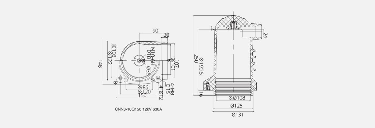 صندوق التلامس المصبوب بالراتنج الإيبوكسي المصبوب - CHN3-10Q 150 12kV 630A داخلي