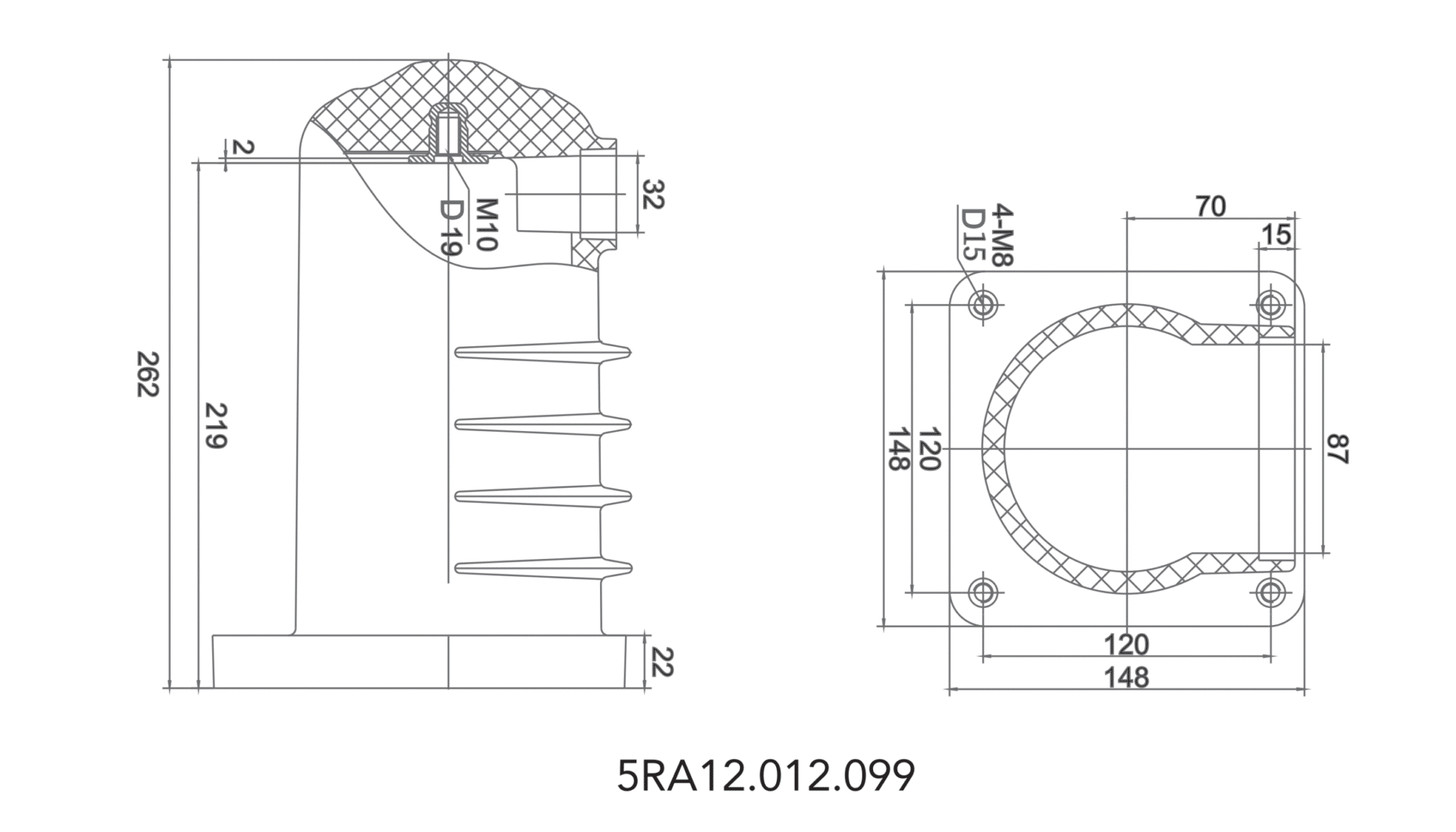 Boîte de contact blindée en résine époxy - CHN3-10Q 148 12kV 630A-1600A Intérieur