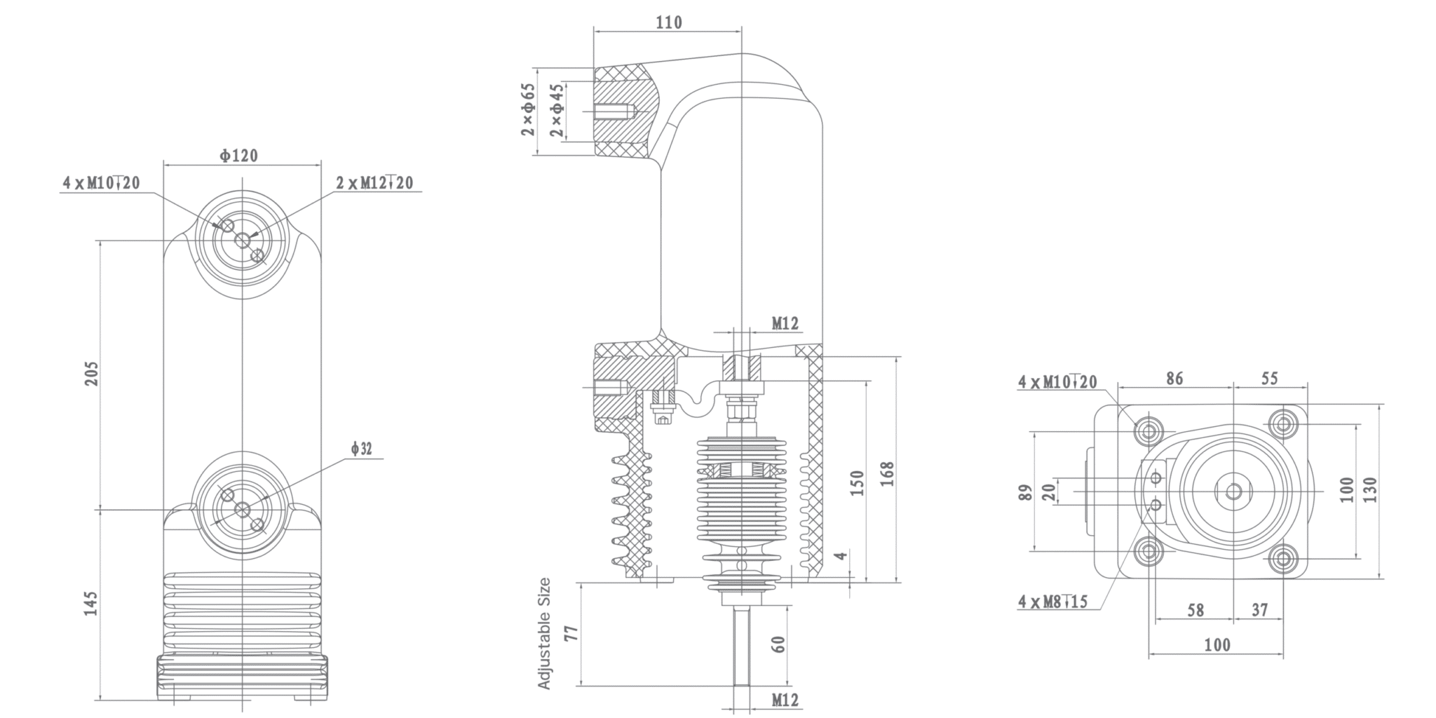 RZP5.027c-d 12 kV Gömülü Kutup, 1250A
