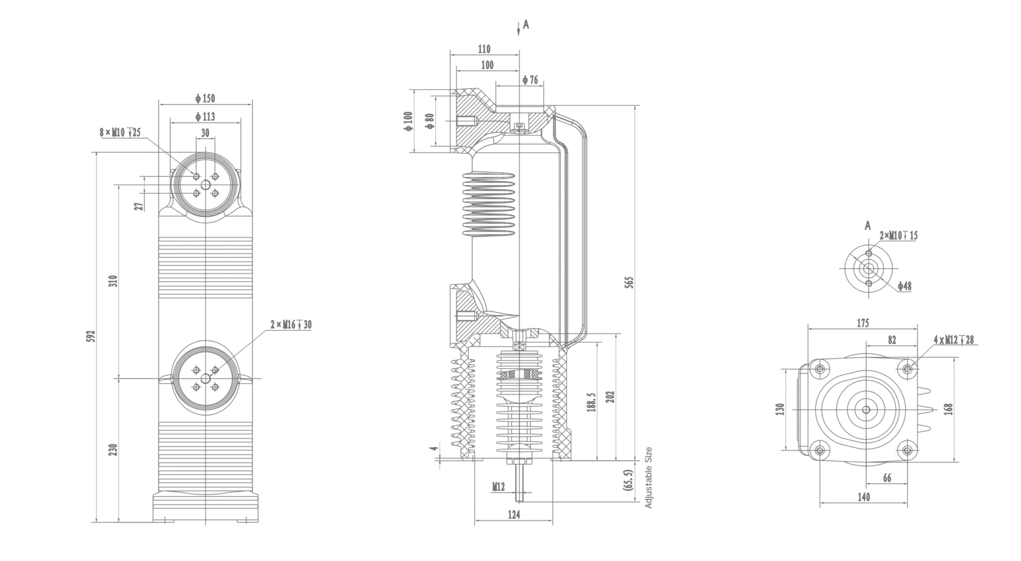 RZP5.029 Встраиваемая опора 24 кВ, 3150A