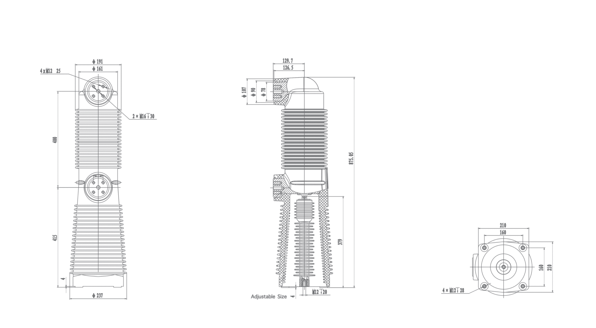 RZP5.046 Встраиваемый полюс 40,5 кВ, 1250A 1600A 2000A 2500A