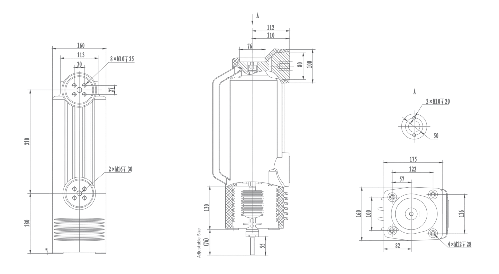 RZP5.076b عمود مدمج 12 كيلو فولت، 3150 أمبير
