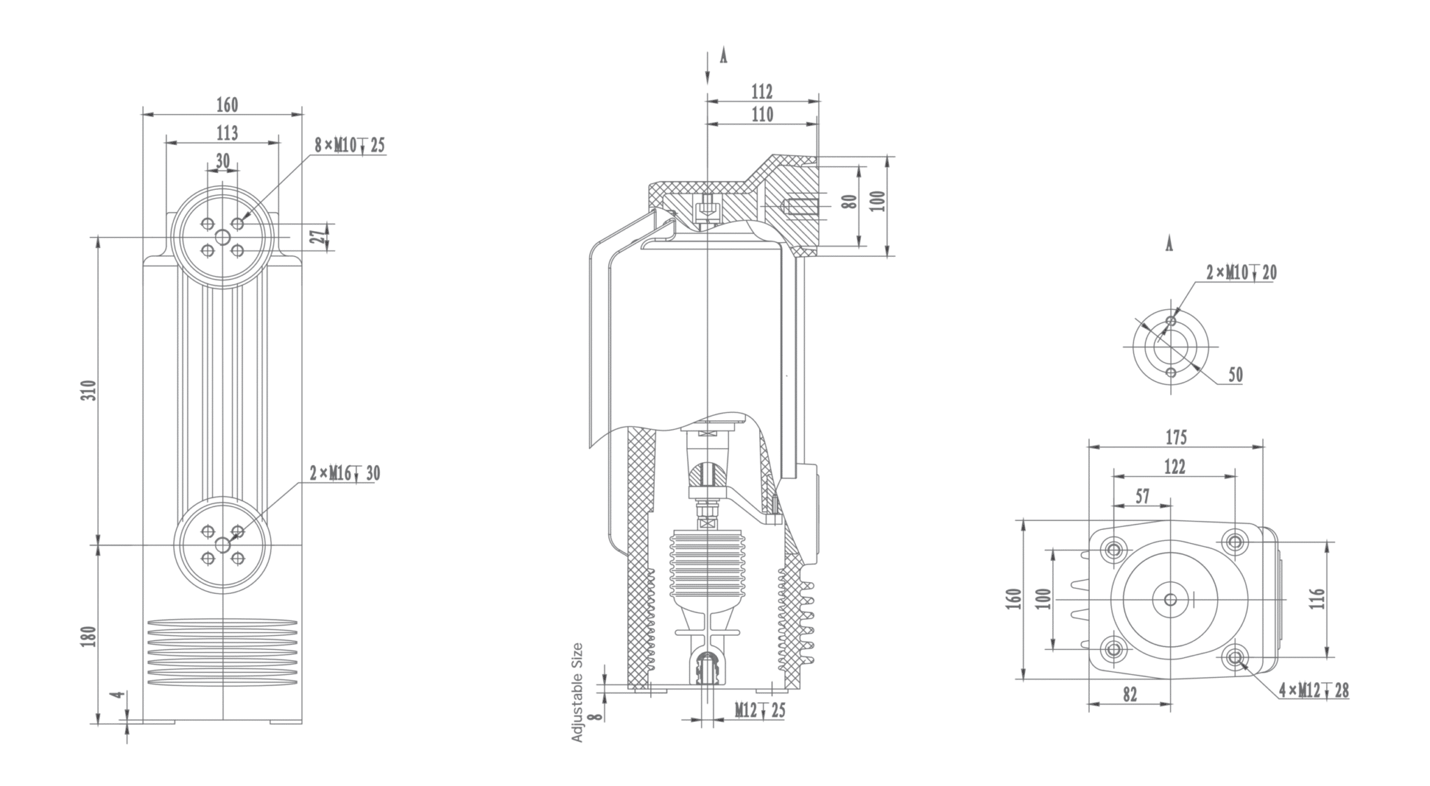 RZP5.076e 12 kV Embedded Pole, 1250A