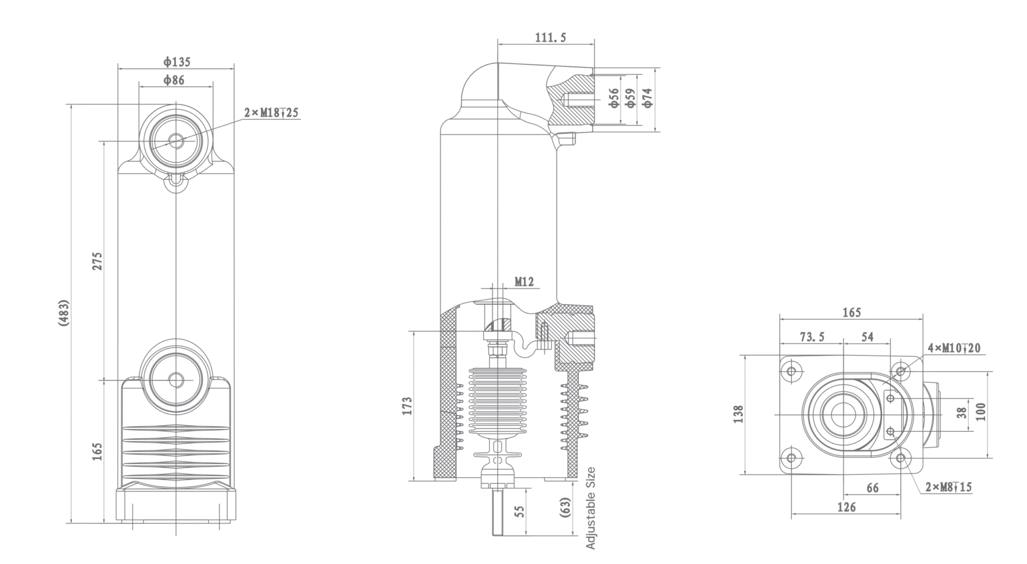 RZP5.079 12 kV Gömülü Kutup, 1250A