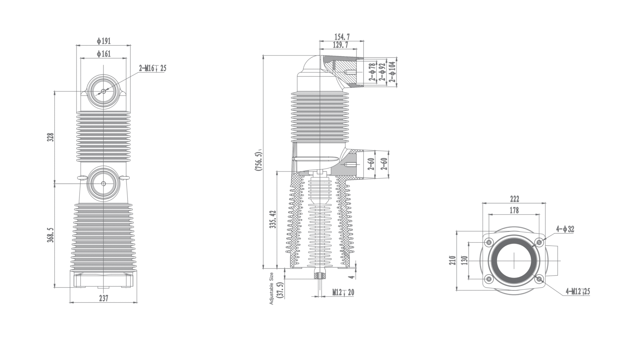 RZP5.086 RZP5.086 40.5 كيلو فولت مدمج عمود مدمج، 1250 أمبير 1600 أمبير 2000 أمبير 2500 أمبير