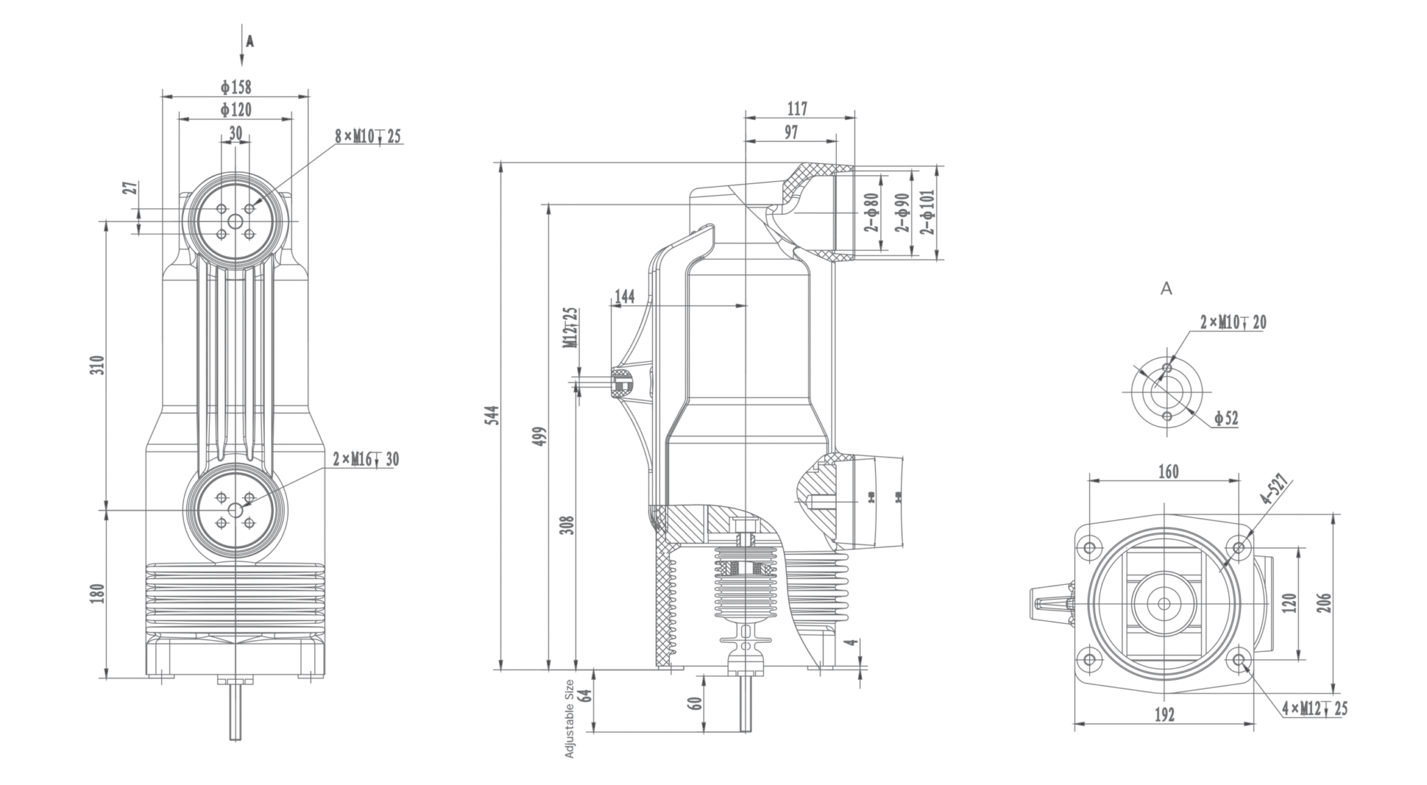 RZP5.110u 12 kV Gömülü Kutup, 3150A