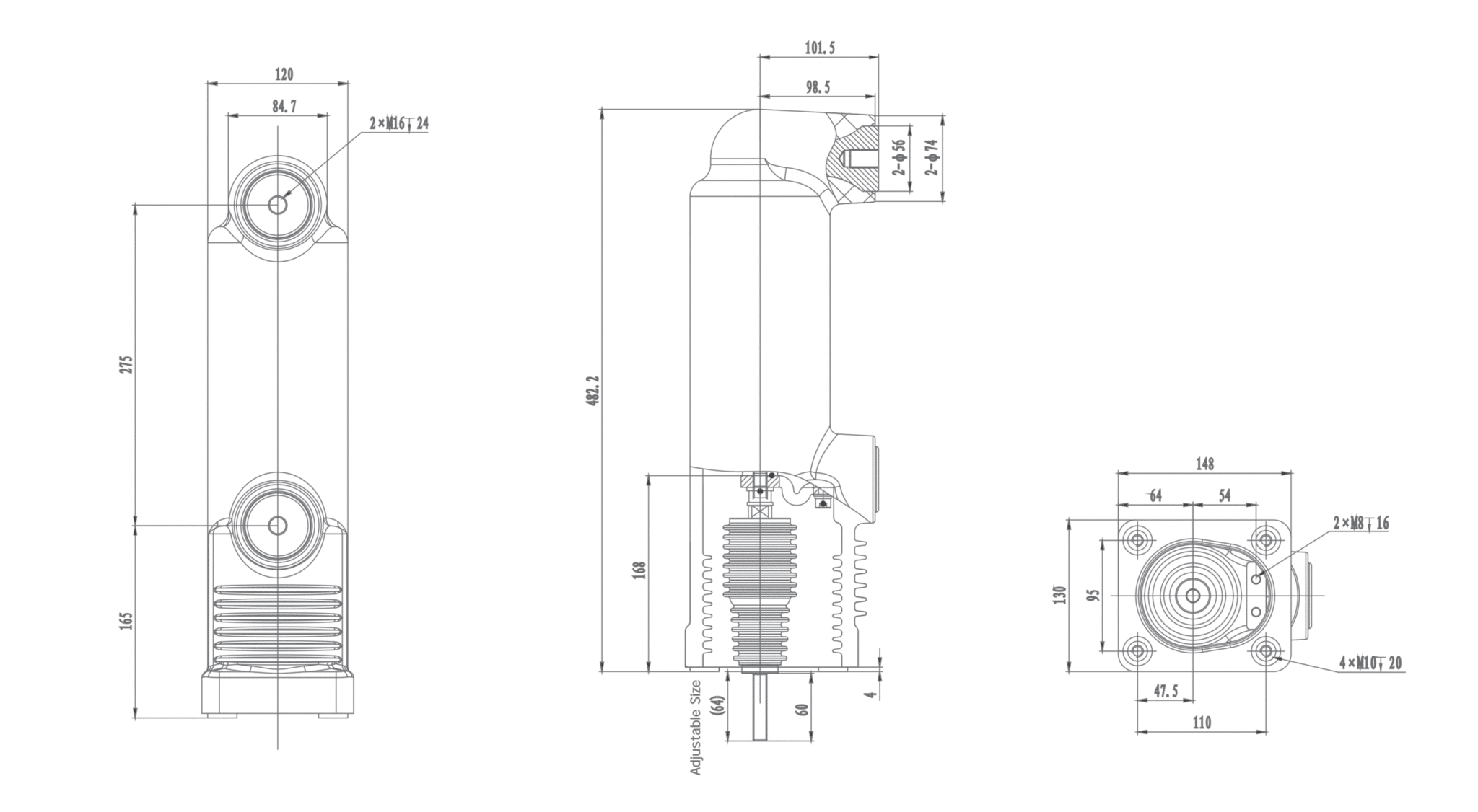 RZP5.111 Eingebetteter 12 kV-Mast, 1250A