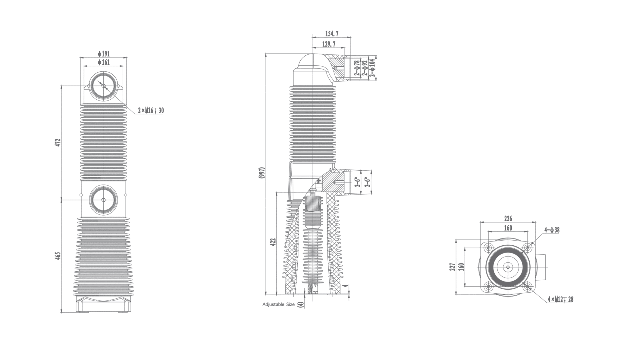 RZP5.112 40.5kV Gömülü Kutup, 1250A 1600A 2000A 2500A