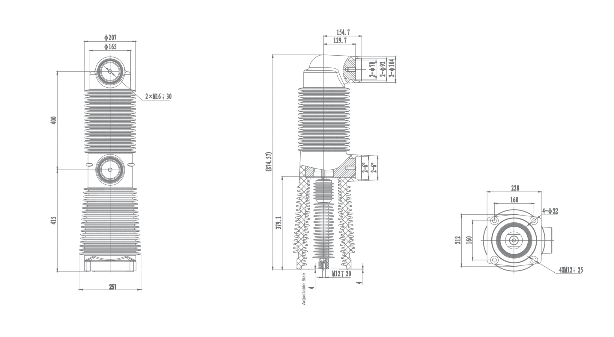 RZP5.113 40.5kV Embedded Pole, 1250A 1600A 2000A 2500A