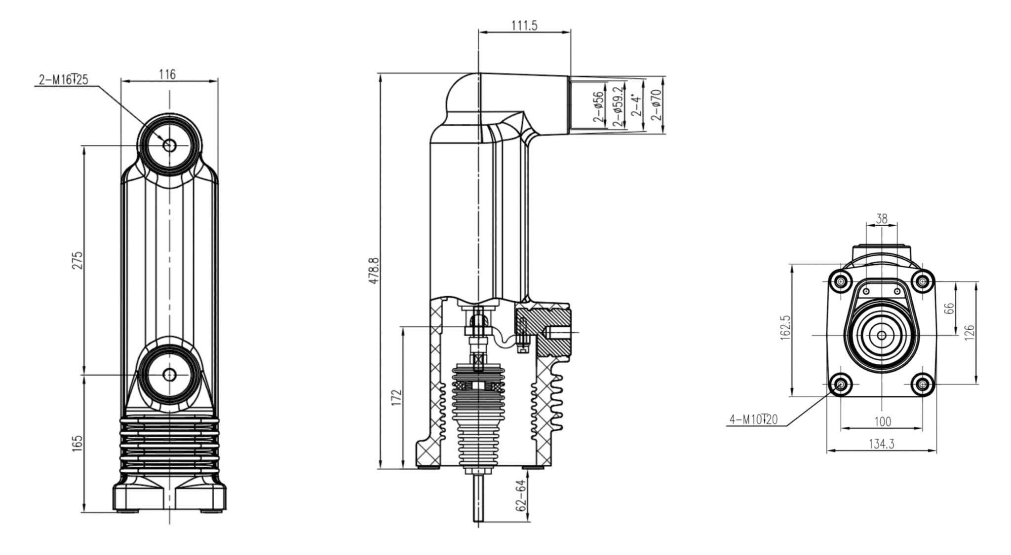 RZP5.125 12 kV 嵌入式電極，1250A