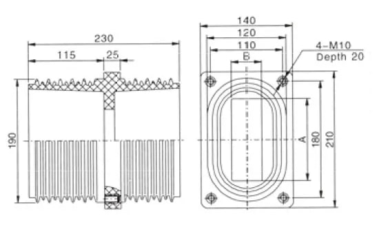 12KV настенная втулка 110×180×230 - TG3-12KV композитный экран 2500-3150A