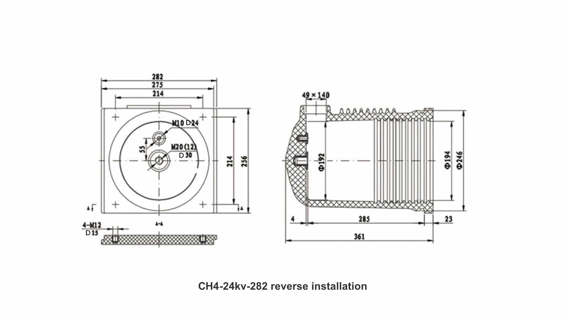 24KV接触箱逆取付けられた三方- CH4 282 1250-1600A 25kA 十分に絶縁される