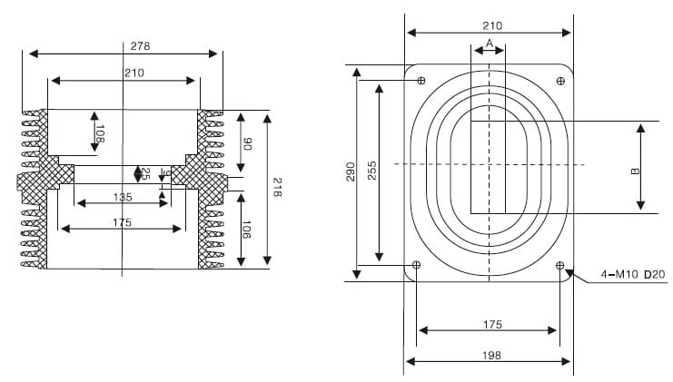 24KV настенная втулка 175×255×218 - TG3-24KV высоковольтная 2000-4000A IP68 промышленная