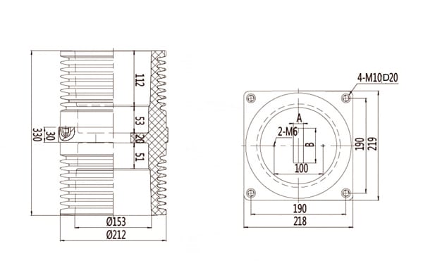 24KV Blindage mural 190×190×330 - TG3-24KV Haute performance 2500-5000A IP67