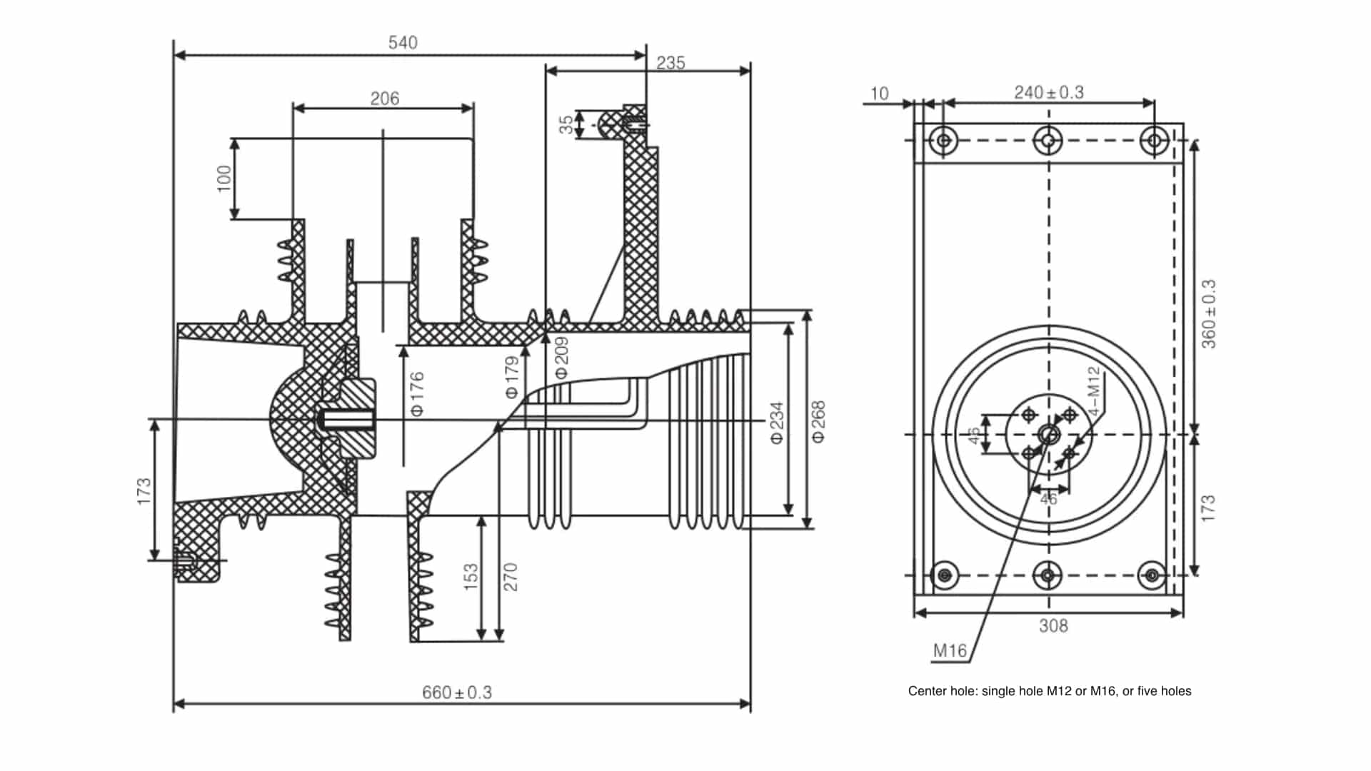 35KV40.5KV Контактная коробка трехсторонняя модернизированная - CH3-35KV660 3150A 50kA двухвольтная разнонаправленная