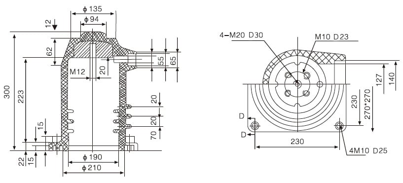 4000Aの超大電流接触箱- CH3-12KV270 APGのエポキシ63kA160kA IP67