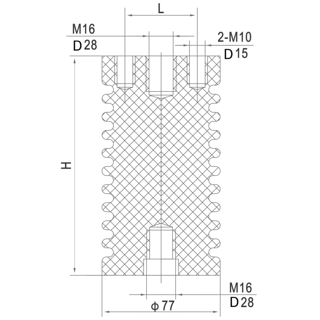 عازل حساس بجهد 12 كيلو فولت من السلسلة CNN12-10Q 130-150 مم - عازل هوائي لمجموعة المفاتيح الكهربائية KYN61 M10M16