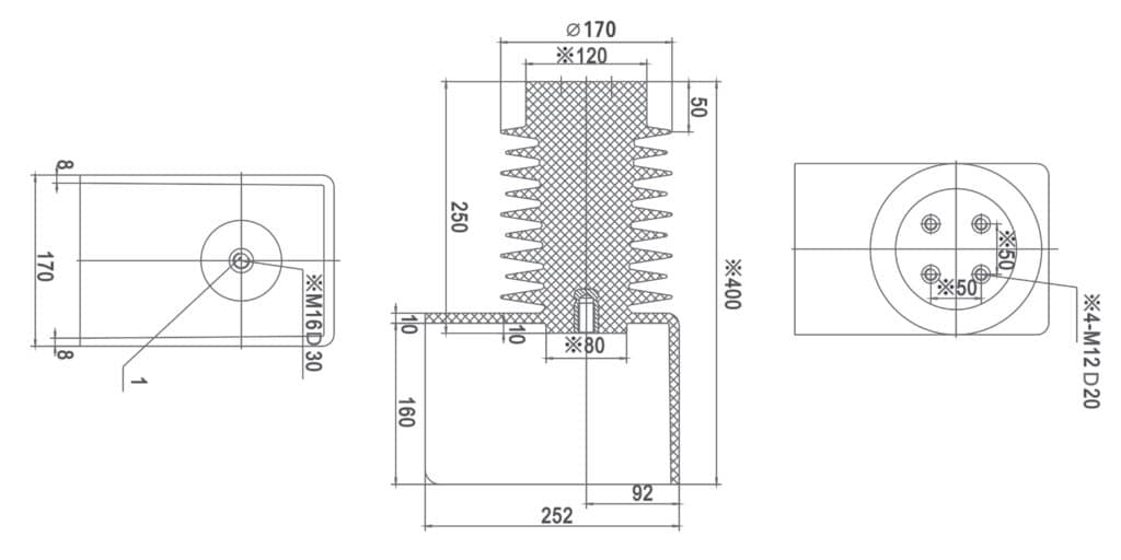 40.5kV Isolateur connecté Ф170x385 400 - KYN28-24 VD4 Switchgear 630-3150A 185kV Lightning