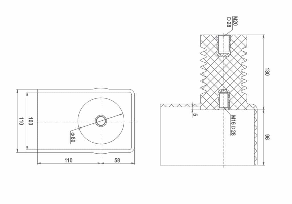 40.5kV Connected Insulator Ф80x226 - KYN28-24 VD4 Switchgear 630-3150A 185kV Lightning