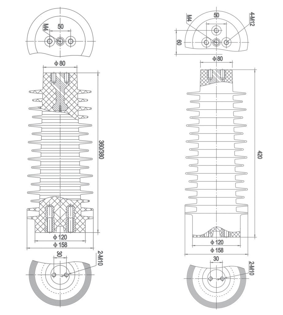 40.5kV 感測器絕緣體 CNN40.5-360380420 系列 - KYN28-24 VD4 630-3150A 235kV 閃電