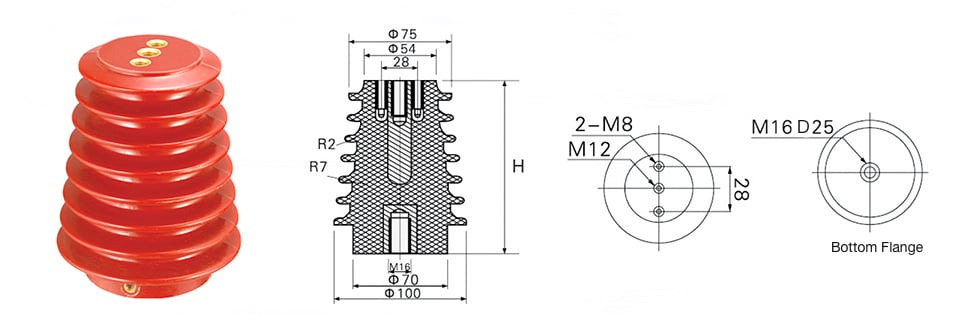 CG3-12kV 95 × 125, 140 (tipo torre)