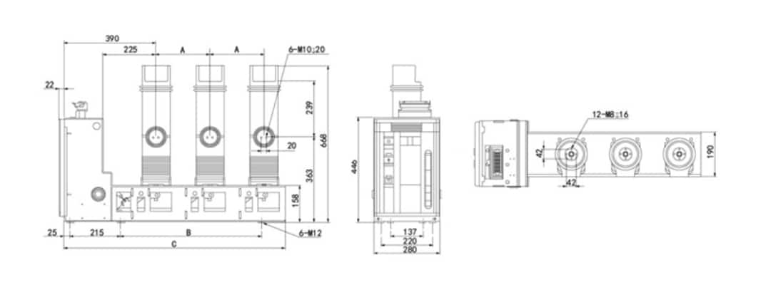 Interruttore automatico sottovuoto per interni da 12 kV MV VCB 1250A - Poli sigillati in modo solido ad alta tensione E2-M2 Vita di funzionamento frequente