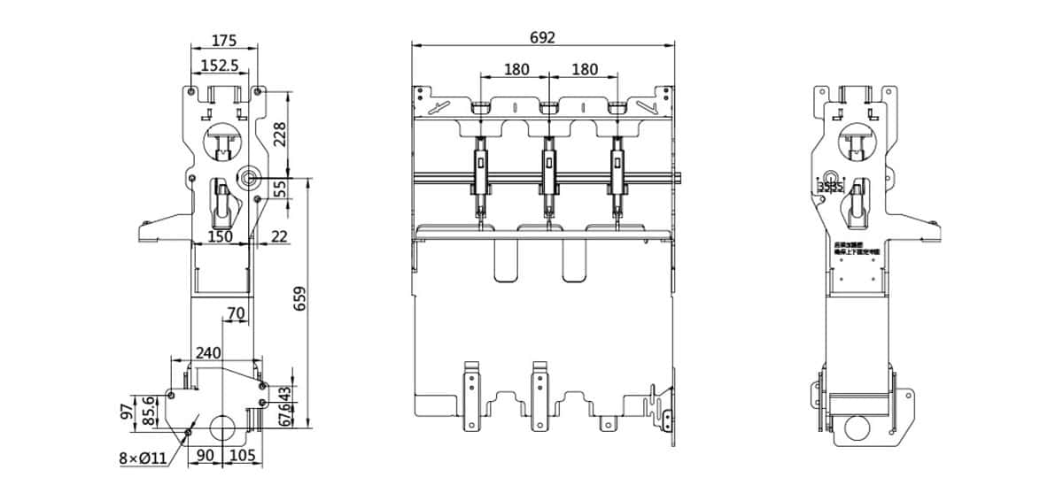 BE36XV-6303 Disjuntor SF6 36kV 40,5kV 630A - Chave de isolamento inferior 185kV Impulso 30 ciclos Automatizado
