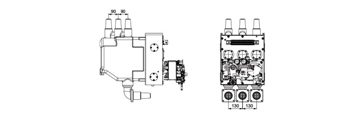 BE71V-12-630-3 割れたタイプ遮断器 12kV 630A -固体によって絶縁される RMU の中心の単位 SF6 は 20kA 25kA を放します