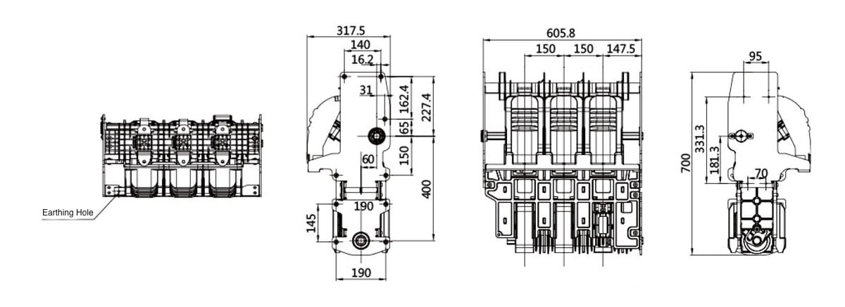 BESSV-12-630A Interruptor automático de aislamiento superior 12kV 630A - Aparamenta libre de SF6 20kA 25kA M2 C2 IP67 Estanco