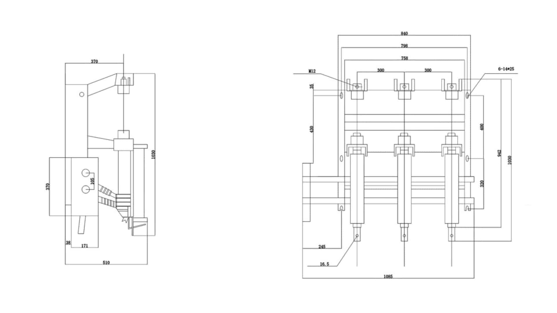 FKN12-24 Interrupteur à coupure d'air 24kV 630A - Air comprimé LBS FKRN12 Combinaison de fusibles pour l'appareillage intérieur