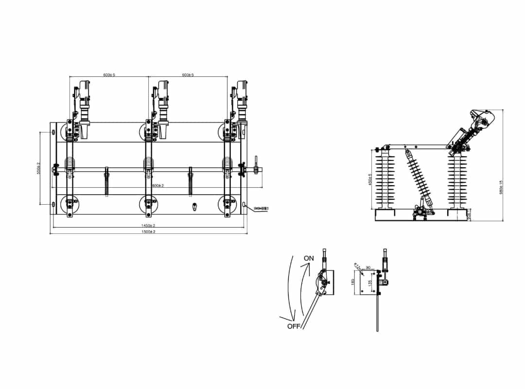 FKW-36 Seccionador de línea de exterior 36kV 630A - Interruptor-seccionador de carga Extinción por arco de gas 1000m de altitud