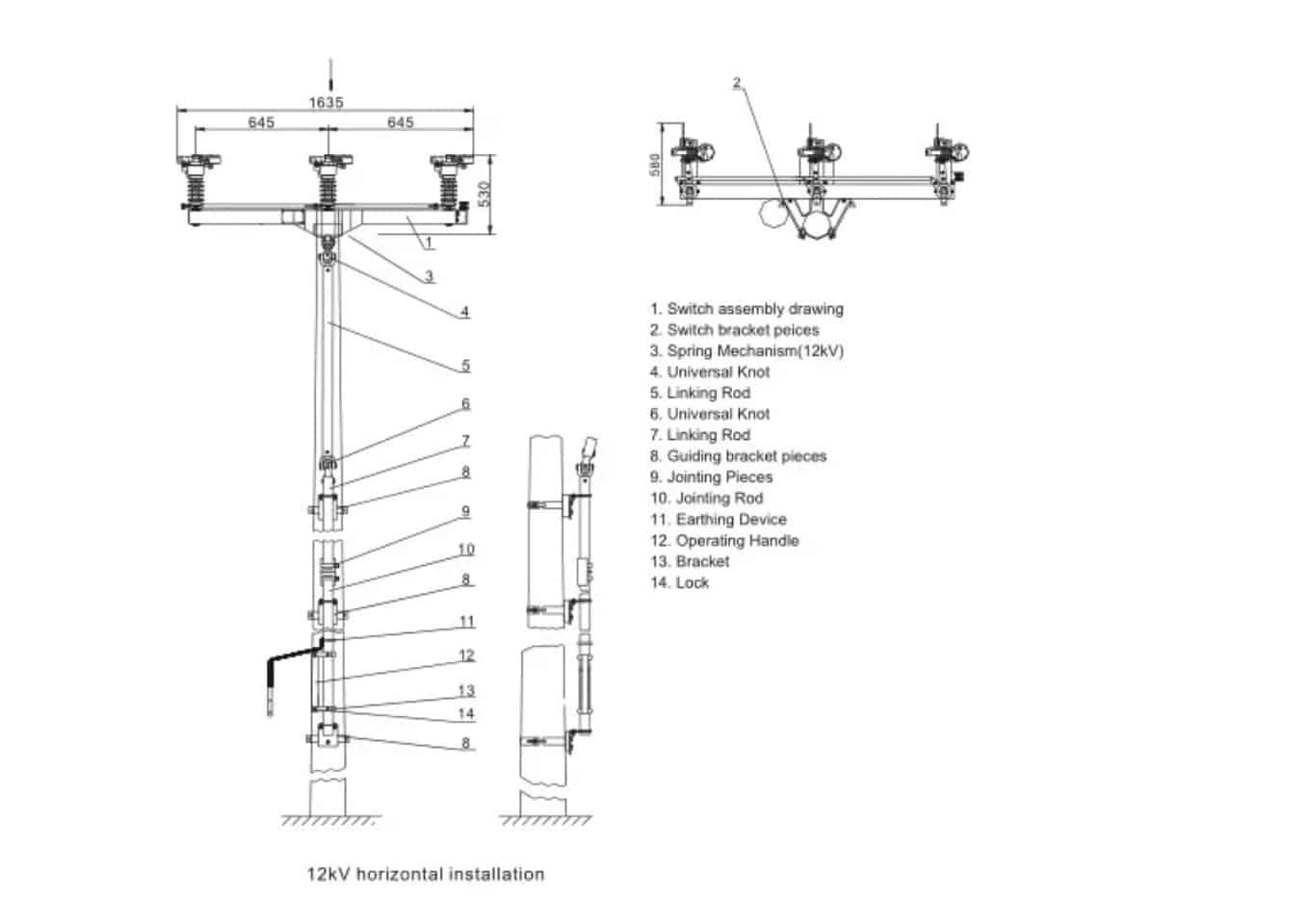 FKW18-12 Interruptor de corte en carga aéreo 12kV 630A - Extinción por arco de gas comprimido en exteriores 10000 ciclos