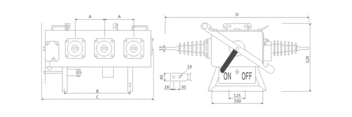 FLW36-12-24-40.5kV Outdoor SF6 Load Switch 630A - Pole Mounted High Voltage AC Load Break Switch 12-40.5kV
