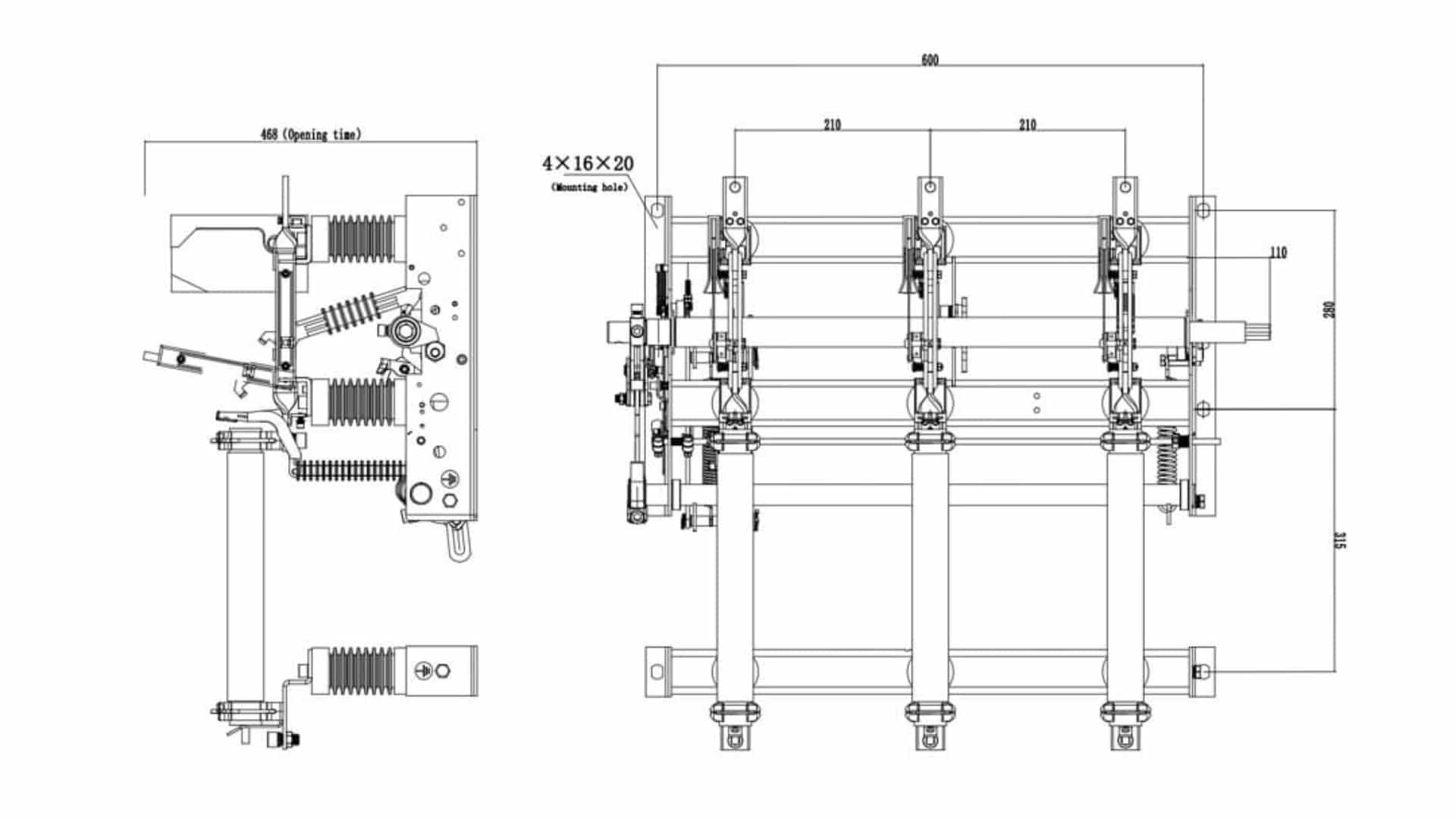 FN7-12R の空気負荷壊れ目スイッチ 12kV 630A -屋内 LBS のヒューズ ホールダー RMU 50kA 1600A 壊れること