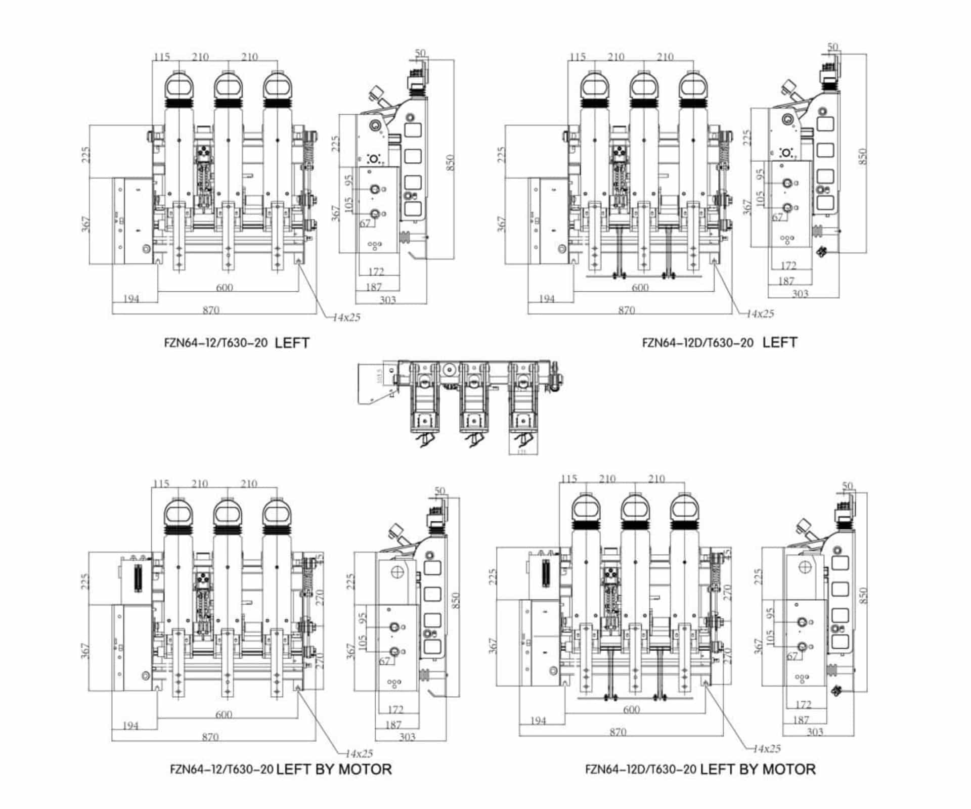 FZN64-12 Interrupteur à vide 12kV 630A - HV LBS FZRN64 Combinaison de fusibles 31.5kA à la coupure 50kA à la fermeture