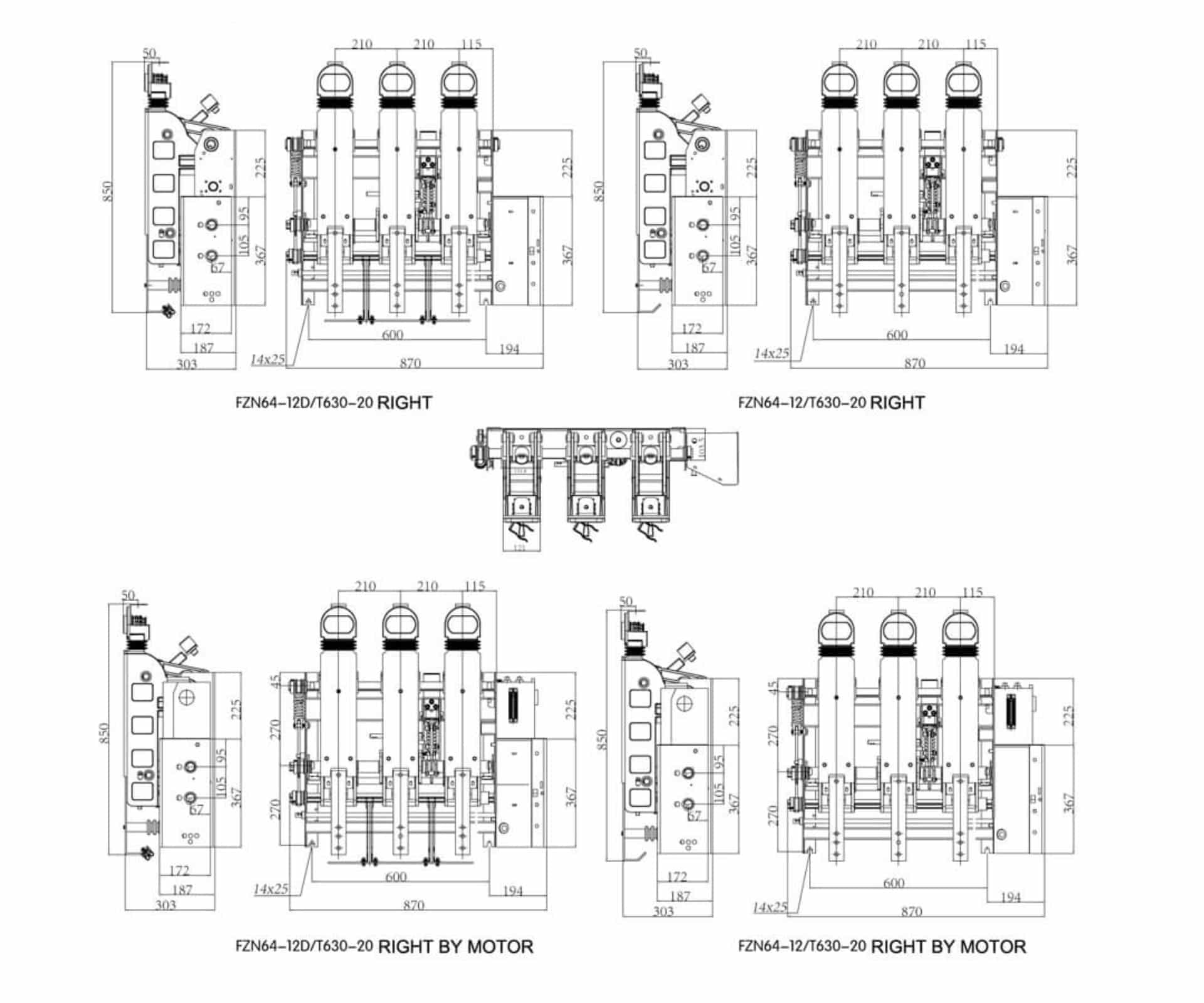 FZN64-12 Interrupteur à vide 12kV 630A - HV LBS FZRN64 Combinaison de fusibles 31.5kA à la coupure 50kA à la fermeture