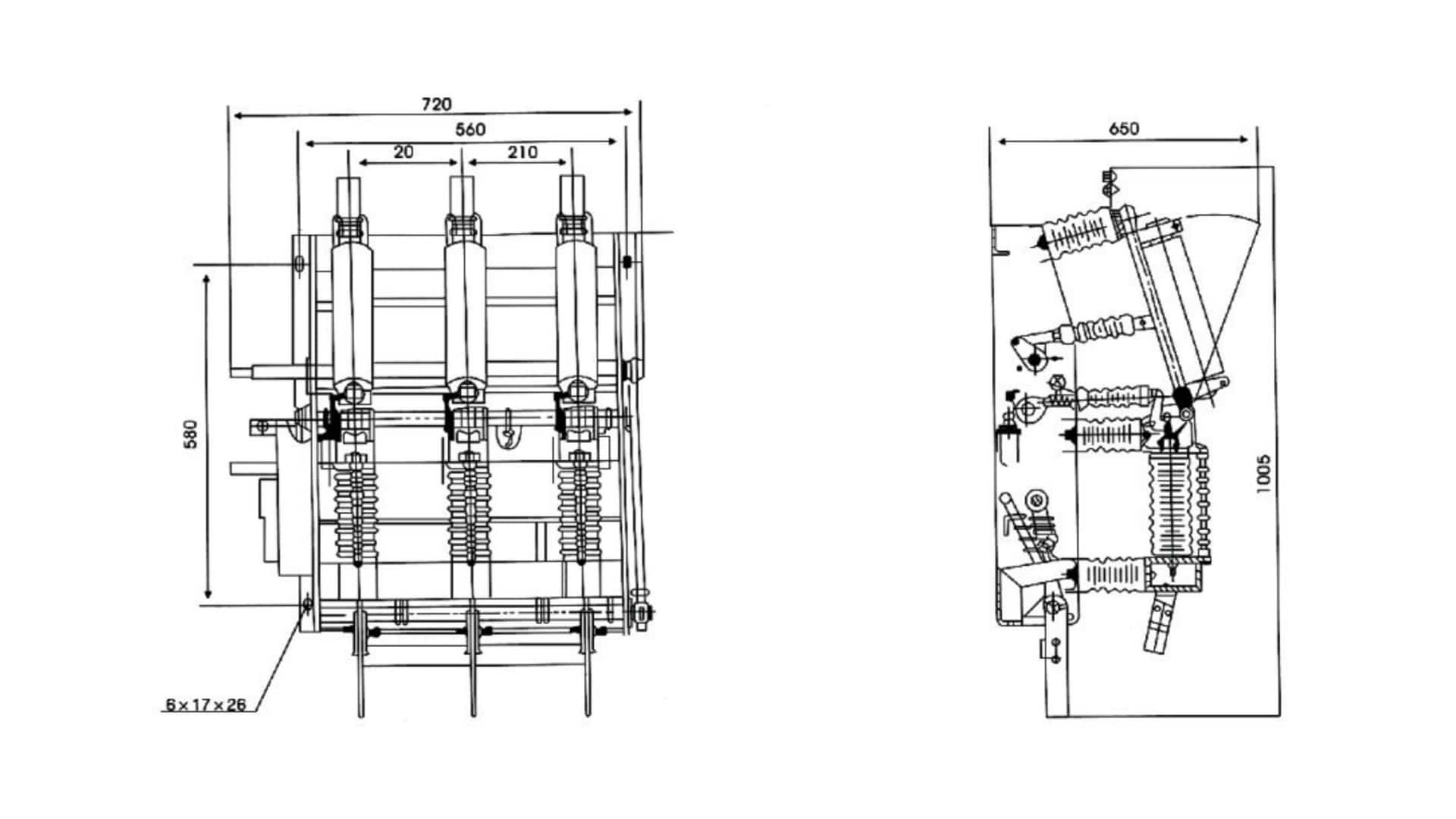 FZRN21-12 Interruptor-seccionador en vacío 12kV 630A - LBS en vacío para interiores 50kA 10000 ciclos 1250kVA