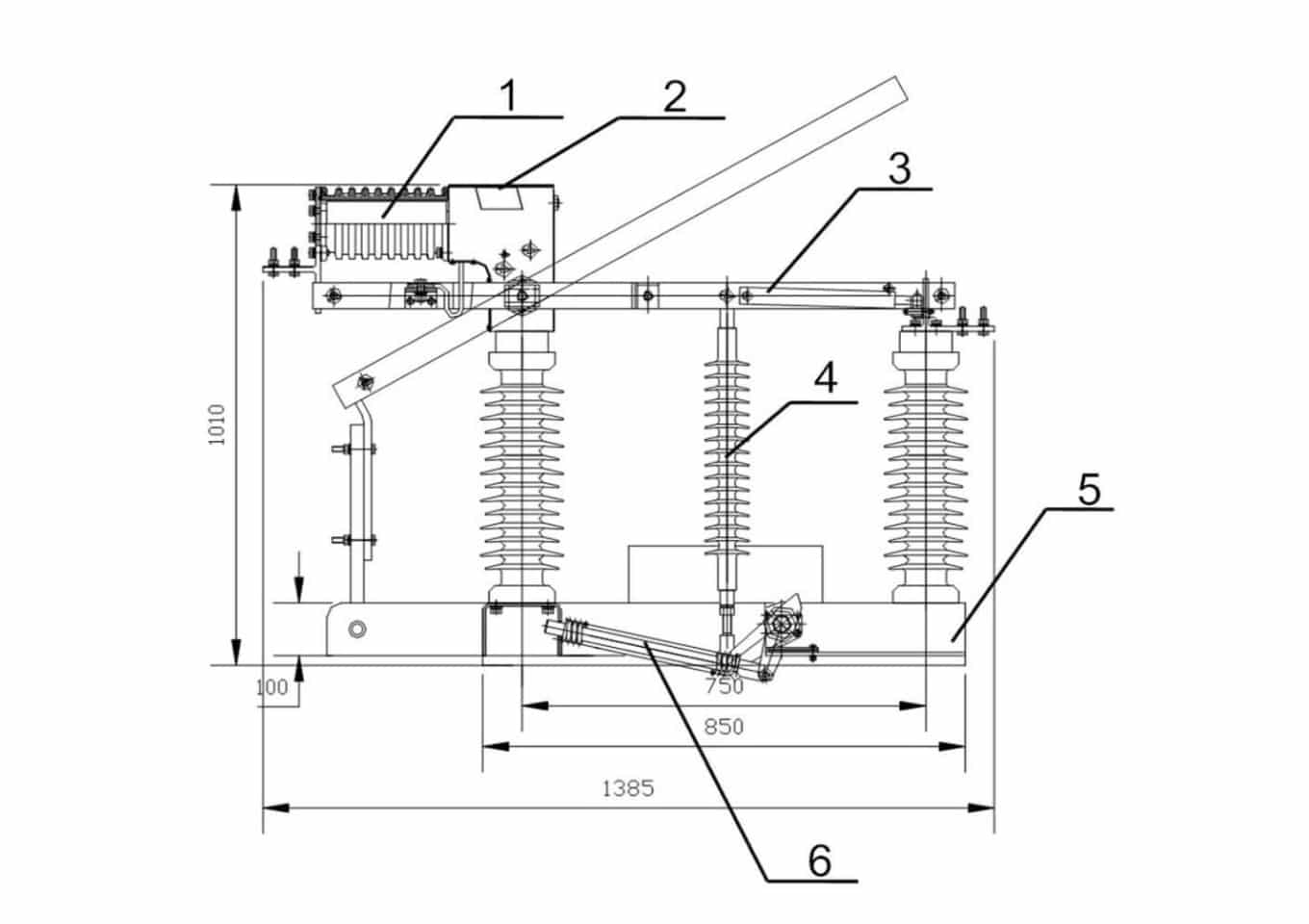 FZW32-40.5 Interruttore di interruzione del carico in vuoto 40,5kV 630A - Sezionatore ad alta tensione per esterni 10000 cicli 1000m