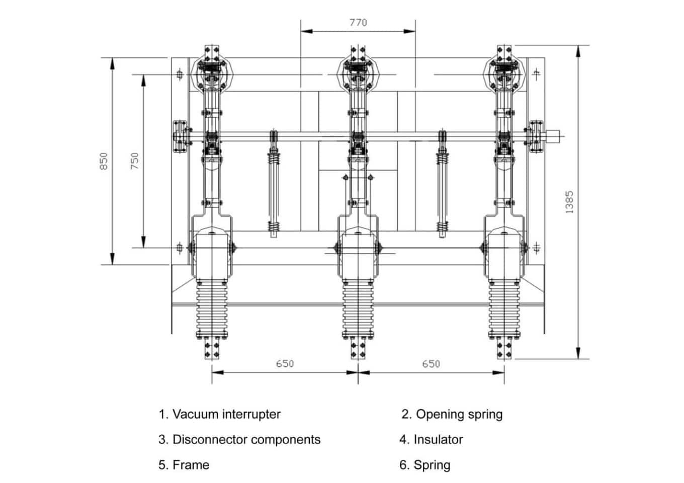 FZW32-40.5 Interruttore di interruzione del carico in vuoto 40,5kV 630A - Sezionatore ad alta tensione per esterni 10000 cicli 1000m