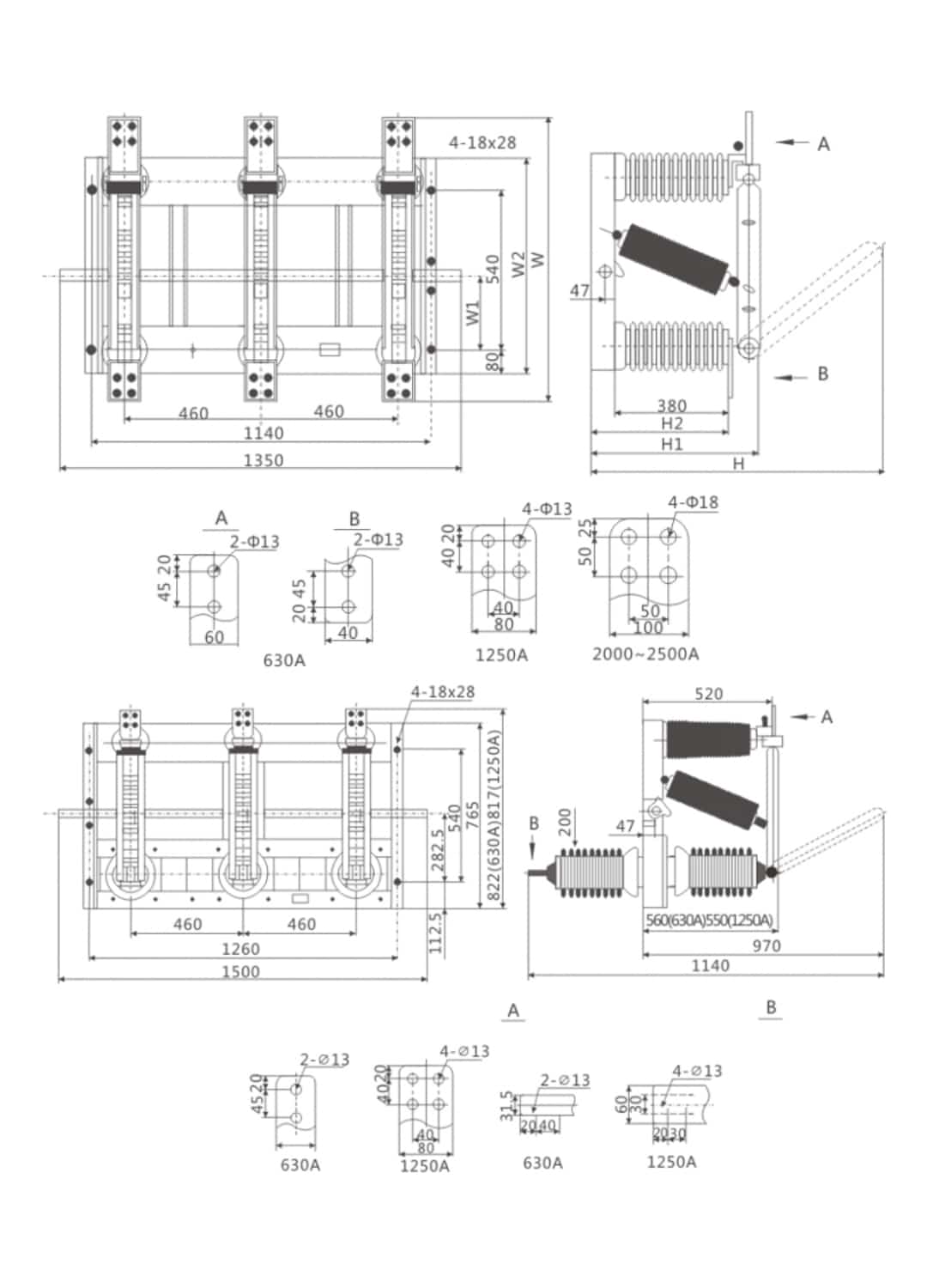 مفتاح العزل الداخلي GN27-40.5 GN27-40.5 مفتاح عزل الجهد العالي العالي الداخلي 40 كيلو فولت 630-1250 أمبير - شفرة دوارة عمودية CS6-2 CX6-2 دليل CX6 كهربائي 10-110 كيلو فولت دائرة عدم التحميل لنظام الطاقة