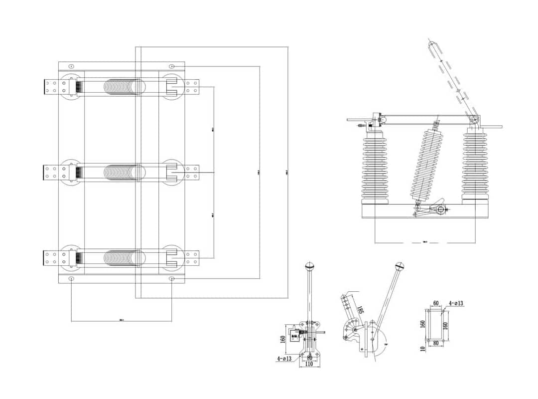 مفتاح العزل الداخلي GN27-40.5 GN27-40.5 مفتاح عزل الجهد العالي العالي الداخلي 40 كيلو فولت 630-1250 أمبير - شفرة دوارة عمودية CS6-2 CX6-2 دليل CX6 كهربائي 10-110 كيلو فولت دائرة عدم التحميل لنظام الطاقة