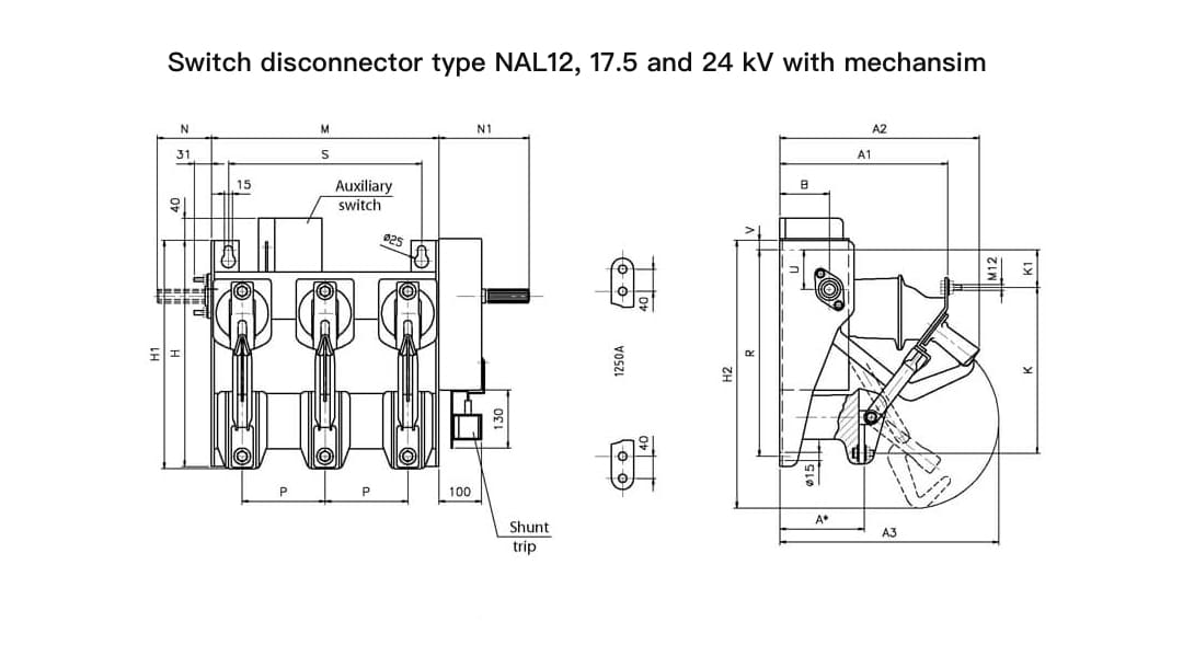 NAL FN18-12 ロードブレークスイッチ 12kV 630A - ABBコンパクトモジュラー設計と同様のRMU用中電圧LBS