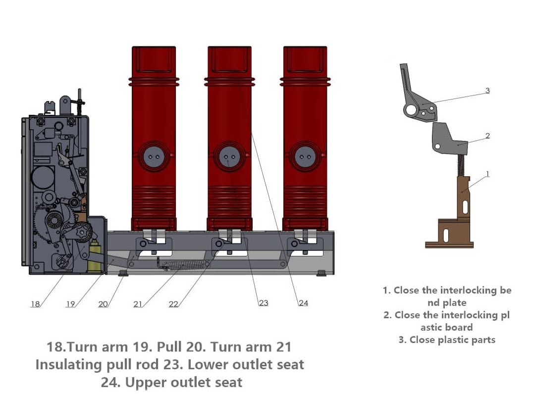 قاطع الدائرة الكهربائية التفريغي VSG-12 بجهد 12 كيلو فولت 4000 أمبير - مجموعة مفاتيح شبكة الطاقة VCB الداخلية عالية الجهد 10000 دورة