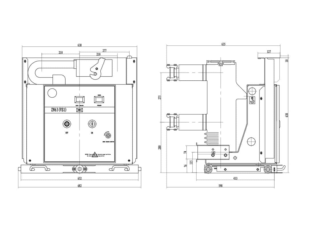 قواطع الدوائر الكهربائية الفراغية ZN63A-12 VS1 VS1 12kV-24kV 4000A - قواطع كهربائية داخلية ذات جهد عالٍ VCB مدمجة KYN28A مجموعة المفاتيح الكهربائية