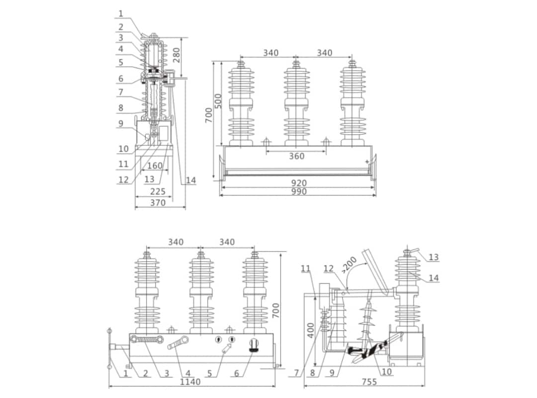 ZW32-12 Outdoor AC High Voltage Vacuum Circuit Breaker 12kV - VCB compact et léger, sans entretien, résistant à la pollution et à la condensation