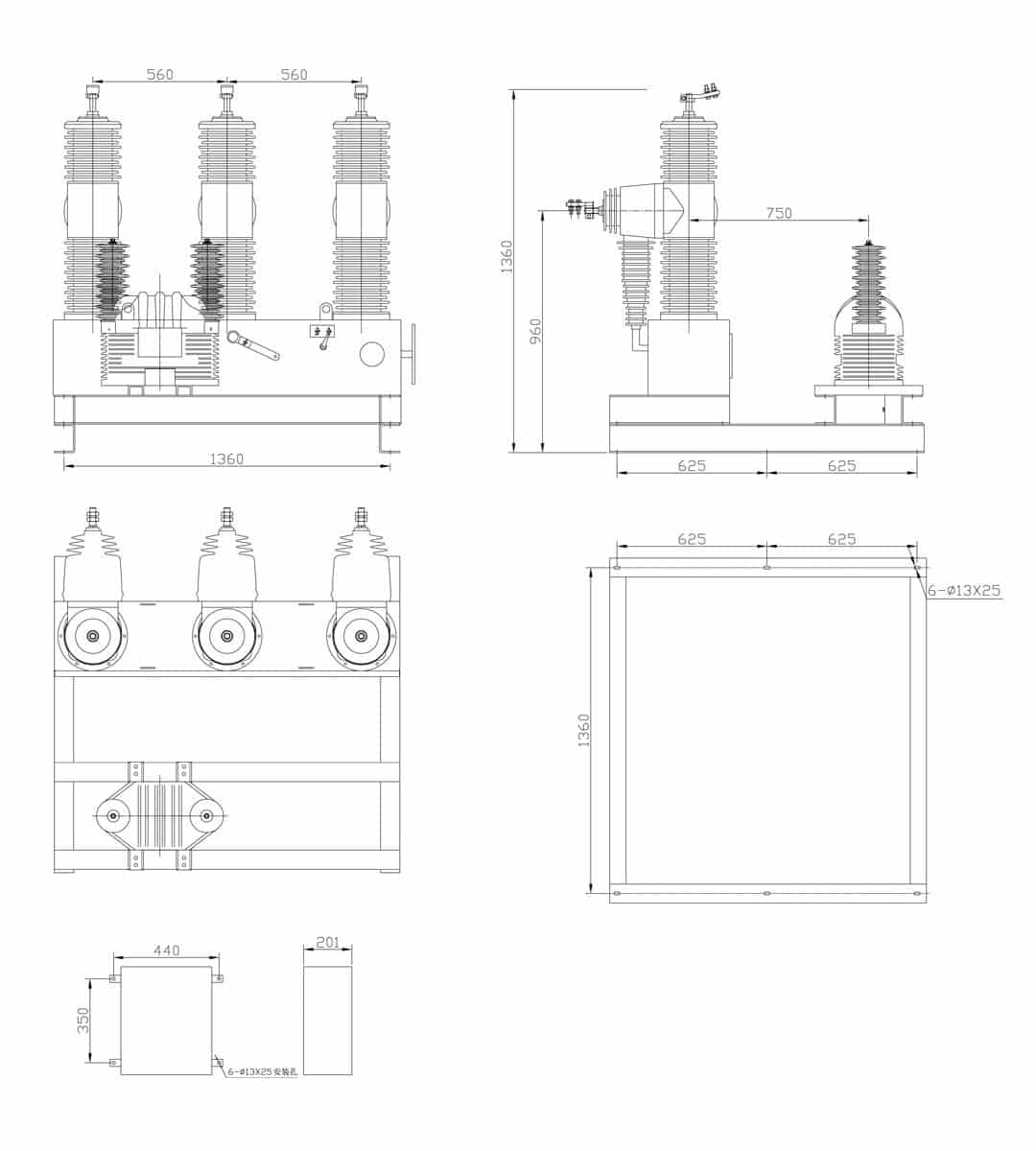 ZW32-40.5 Interruptor automático de vacío para exterior 40kV VCB 630A - Controlador inteligente de reenganche Aislamiento de fallos Automatización de la distribución