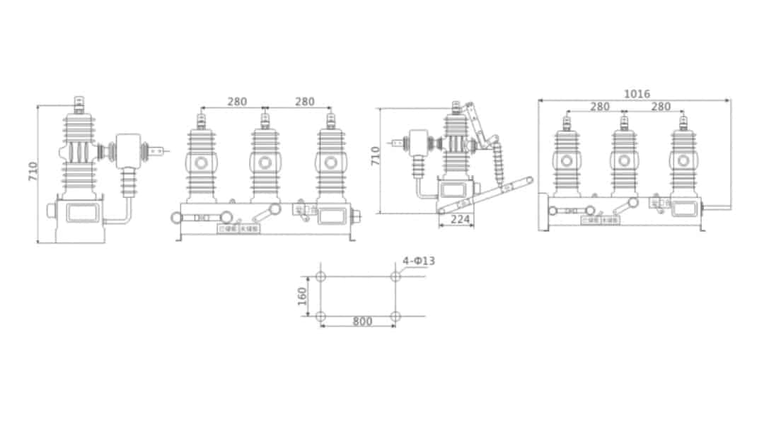 ZW43-12 Zewnętrzny wysokonapięciowy wyłącznik próżniowy 12kV - Miniaturowy, kompaktowy wyłącznik próżniowy VCB dla miejskich i wiejskich obciążeń dystrybucyjnych