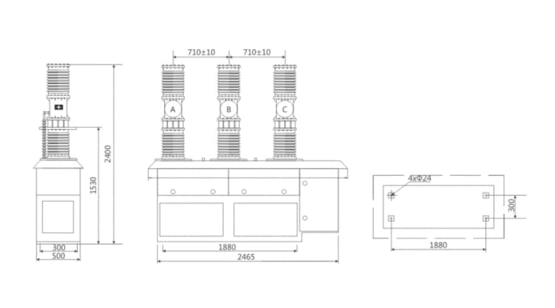ZW7-40.5 Zewnętrzny wysokonapięciowy wyłącznik próżniowy 40,5 kV - 10000 Żywotność mechaniczna Bezobsługowy VCB Wbudowany CT Anti-Pollution