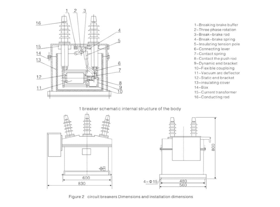 ZW8-12 Outdoor 12kV MV Vacuum Circuit Breaker 630A - Permanent Magnet Mechanism Epoxy Resin Solid Insulation 10000 Mechanical Life Maintenance-Free